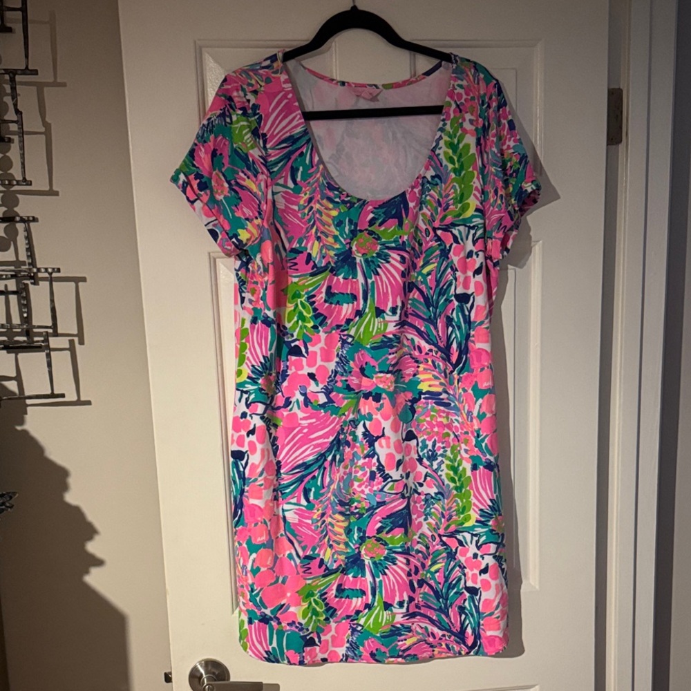 Lilly Pulitzer Pink and Green Floral Mini Dress